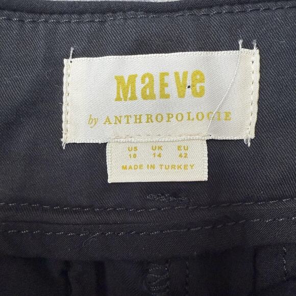 Maeve Anthropologie Pants Womens 10 Black Wide Leg Tie Waist Stretch Cotton NWT - Picture 6 of 13